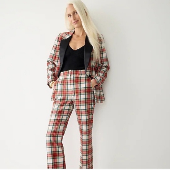 New women's J Crew Willa cropped pant in Snowy Stewart Tartan plaid wool 0P - Picture 4 of 8
